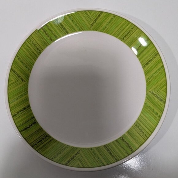 Syracuse China Syralite Plate With Green Geometric Rim - Picture 2 of 8